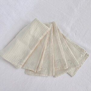 Embroidered Custom Set of 6 Handmade Lurex Striped Linen 20"x20" Napkins